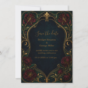 Convite mal-humorada Floral de Casamento Art Nouveau Burgu