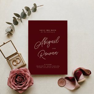 Convite Mal-humorado Burgundy Rosa Empoeirado Salvar a Dat