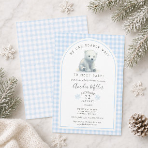 Convite Mal Pode Esperar Azul Urso Polar Inverno Chuvinha