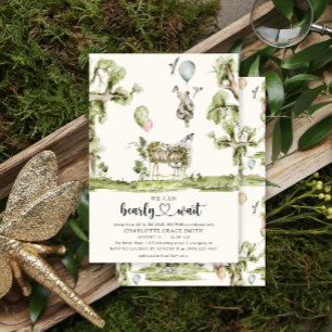 Convite Mal Pode Esperar Coração Bebê Menina Chá de Revela