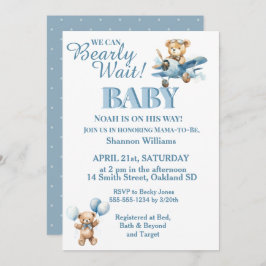 Convite Mal Pode Esperar - Urso Teddy Fofo em Avião