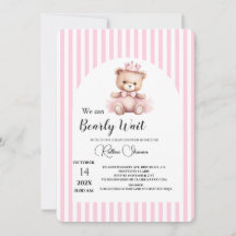 Mal podemos esperar baby shower listras rosa