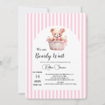 Mal podemos esperar baby shower listras rosa
