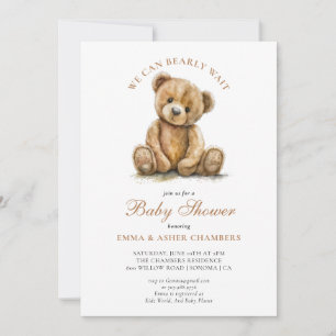 Convite Mal Podemos Esperar Chá de Bebê do Ursinho Teddy