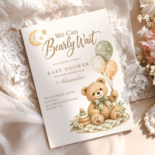 Convite Mal Podemos Esperar Chá de Bebê do Ursinho Teddy