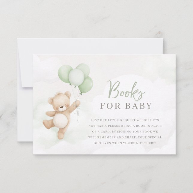 Convite Mal Podemos Esperar Chás de Bebê Urso Sage Livros  (Frente)