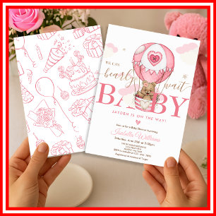 Convite Mal Podemos Esperar Churras de Bebê Menina Rosa