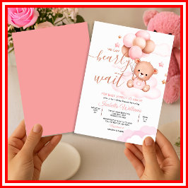 Convite Mal Podemos Esperar Churras de Bebê Menina Rosa