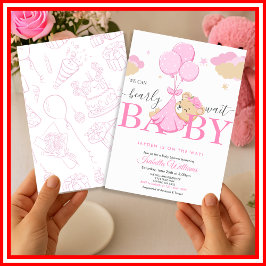 Convite Mal Podemos Esperar Churras de Bebê Menina Rosa