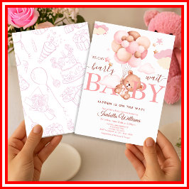 Convite Mal Podemos Esperar Churras de Bebê Menina Rosa
