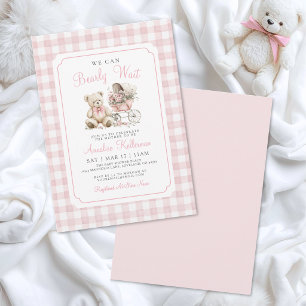 Convite Mal Podemos Esperar Churras de Bebê Urso Rosa