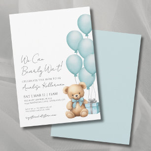 Convite Mal Podemos Esperar Churrasco de Bebê Urso Azul