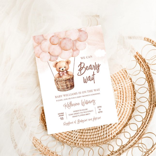Convite Mal Podemos Esperar Chuveiro de Bebê Urso Teddy (Criador carregado)
