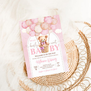 Convite Mal Podemos Esperar Chuveiro de Bebê Urso Teddy