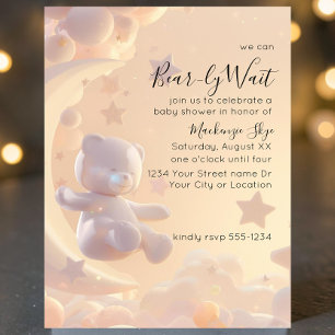 Convite Mal Podemos Esperar Chuvinha de Bebê Urso Celestia