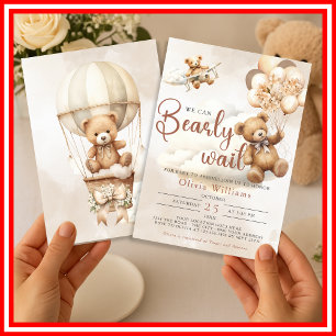 Convite Mal Podemos Esperar Chuvinha Marrom Baby Shower
