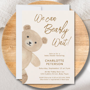 Convite Mal Podemos Esperar Festa de Bebê do Urso Fofo