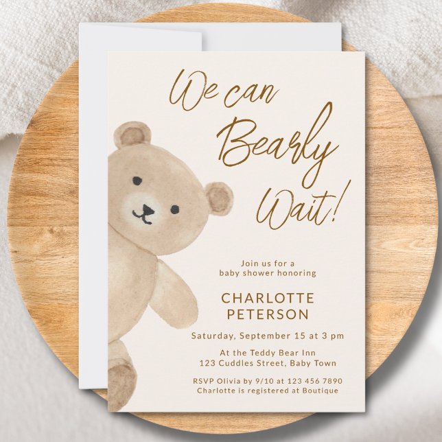 Convite Mal Podemos Esperar Festa de Bebê do Urso Fofo (Criador carregado)