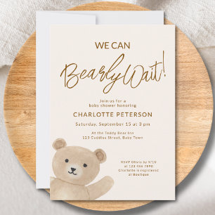 Convite Mal Podemos Esperar Fofa Festa de Bebê Urso
