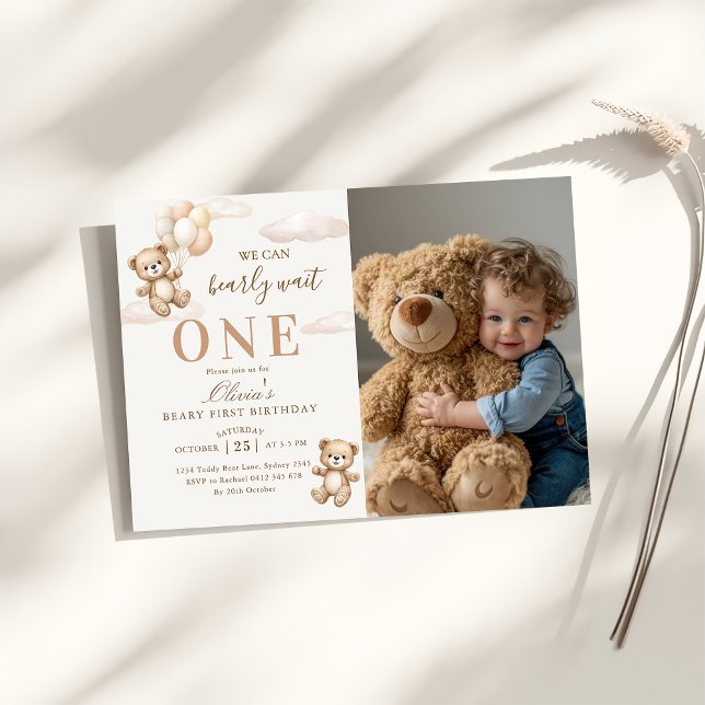 Convite Mal Podemos Esperar Foto de Aniversário de Teddy E (Criador carregado)