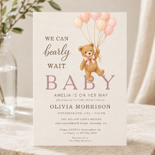 Convite Mal Podemos Esperar Menina Rosa Baby Shower