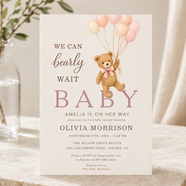 Convite Mal Podemos Esperar Menina Rosa Baby Shower (Criador carregado)