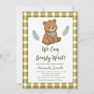 Convite Mal podemos esperar Menino Xadrez Baby Shower