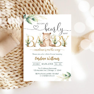 Convite Mal Podemos Esperar Ursinho Chá de Bebê