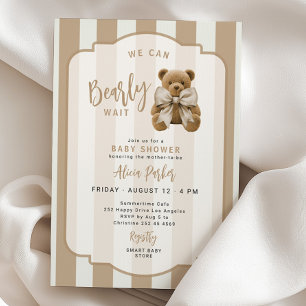 Convite Mal podemos esperar ursinho de pelúcia baby shower