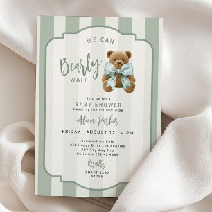 Convite Mal podemos esperar ursinho de pelúcia baby shower