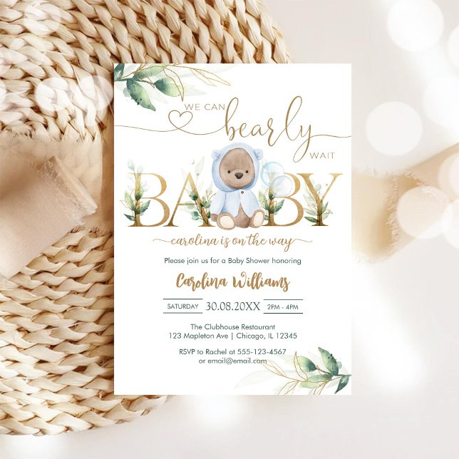 Convite Mal Podemos Esperar Urso de Pelúcia Chá de Bebê (Criador carregado)