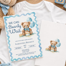 Mal Podemos Esperar Urso Teddy Azul Menino Chá de 