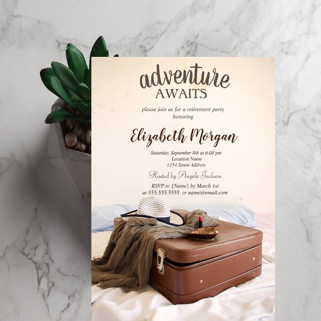 Convite Mala de viagem Chapéu Batom Festa de Aposentadoria (Criador carregado)
