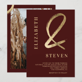 Convite Mala vermelha moderna e nomes fotográficos casamen