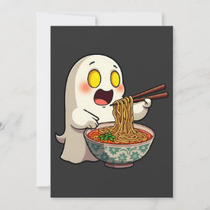 Convite Malandro Halloween Pastel Kawaii Ghost Eating Rame