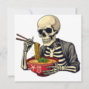 Convite Malandro Halloween Pastel Skeleton Comendo Ramen