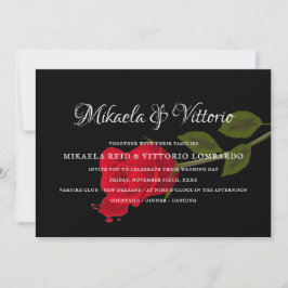 Convite Maldito casamento Gótico Negro Rosa Elegante