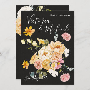 Convite Maldito Jardim Floral Escuro e Moody Salve a data