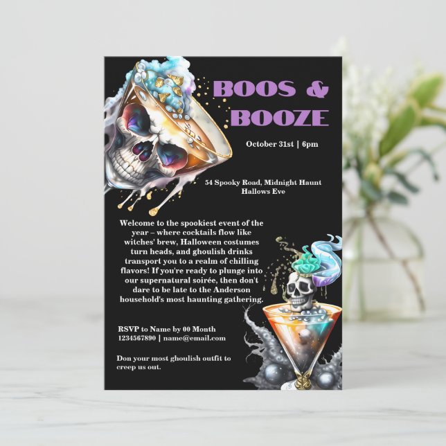Convite Maldito martini horror gótico de hora feliz Hallow (Em pé/Frente)