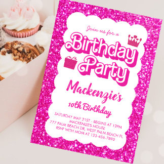 Convite Malibu Pensou que era um aniversário de boneca ros