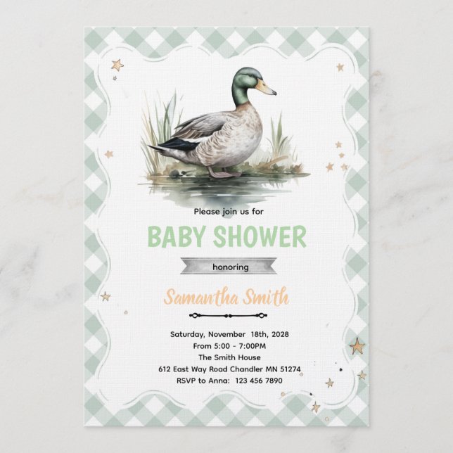 Convite Mallard Duck Baby Shower Invitation (Frente)