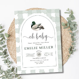 Convite Mallard Duck Baby Shower Invitation, Neutral Green