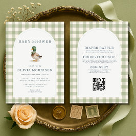 Convite Mallard Duck Gingham All in One Baby Shower