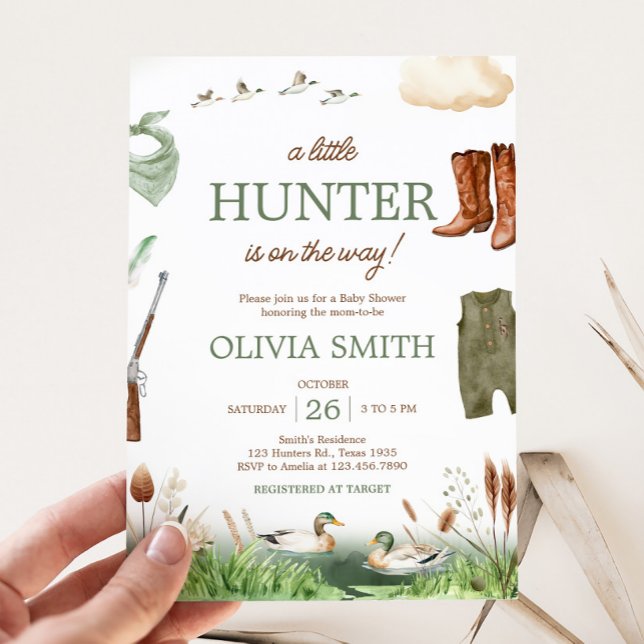 Convite Mallard Duck Hunting Chá de fraldas (Duck Hunter Baby Shower Invitation)
