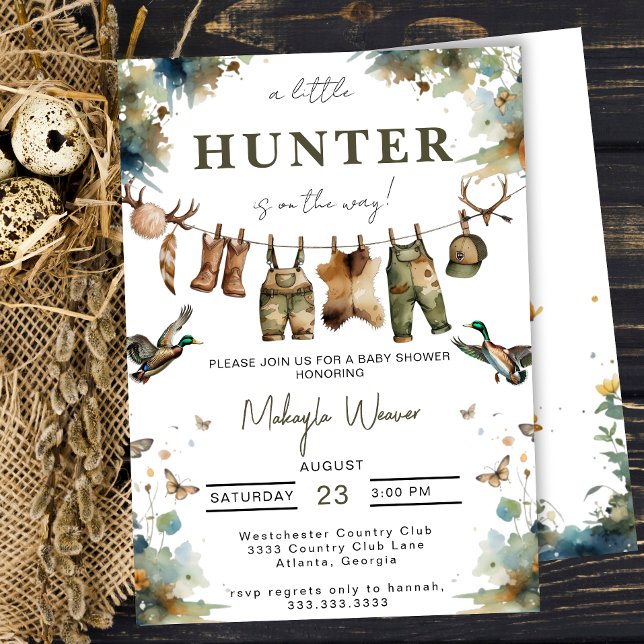 Convite Mallard Duck Hunting Hunter Clothes Baby Shower (Criador carregado)