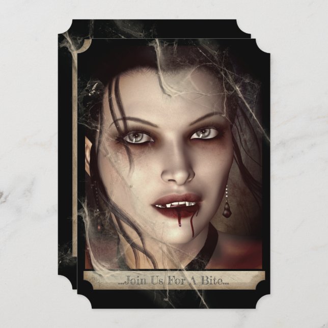 Convite Malvado Vampiro Gótico do Halloween (Frente/Verso)