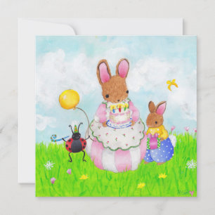 Convite mama coelhinha com bolo