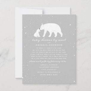 Convite Mamãe + Bebê Polar Ursa Neutra Chá de fraldas Por 