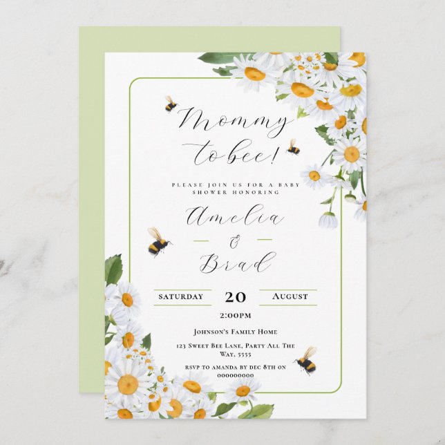 Convite Mamãe de abelhas para Abelhar o mais doce possível (Frente/Verso)