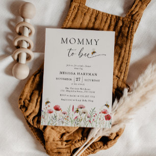 Convite Mamãe de aquarela para Chá de fraldas de flor selv